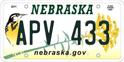 NE license plate APV433