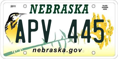 NE license plate APV445