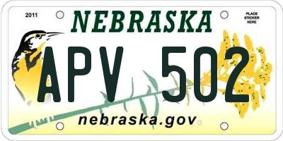 NE license plate APV502