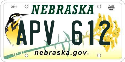 NE license plate APV612