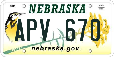 NE license plate APV670