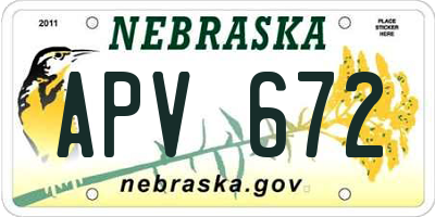 NE license plate APV672