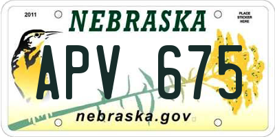 NE license plate APV675