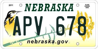 NE license plate APV678