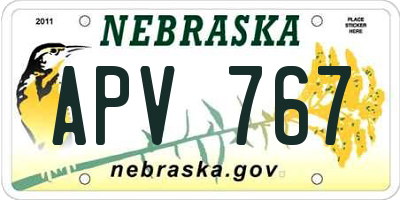 NE license plate APV767