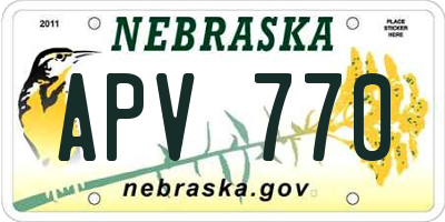 NE license plate APV770