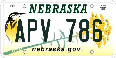 NE license plate APV786