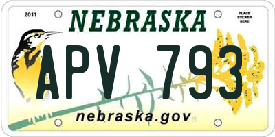 NE license plate APV793