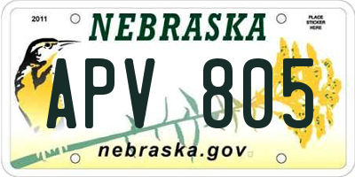 NE license plate APV805