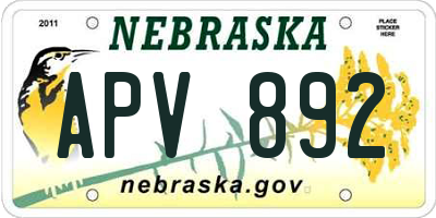 NE license plate APV892