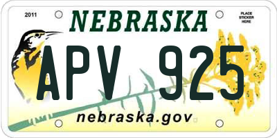 NE license plate APV925