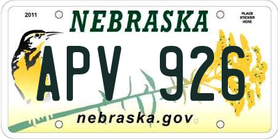 NE license plate APV926