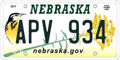 NE license plate APV934