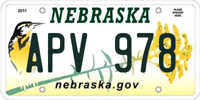 NE license plate APV978