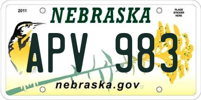NE license plate APV983