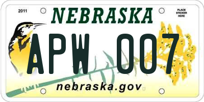 NE license plate APW007