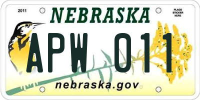 NE license plate APW011