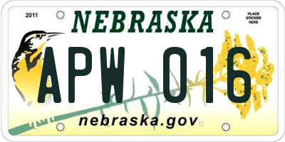 NE license plate APW016
