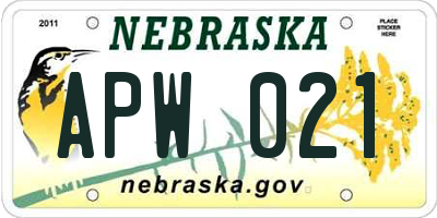 NE license plate APW021