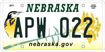NE license plate APW022