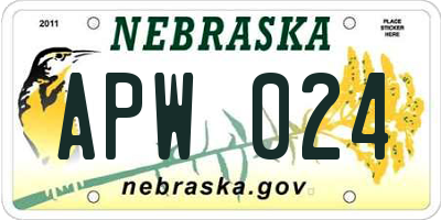 NE license plate APW024