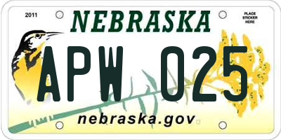NE license plate APW025