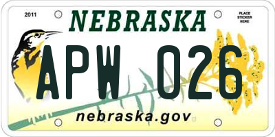 NE license plate APW026