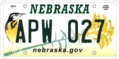 NE license plate APW027