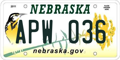 NE license plate APW036