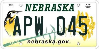 NE license plate APW045