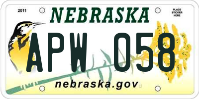 NE license plate APW058