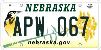 NE license plate APW067
