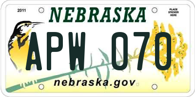 NE license plate APW070