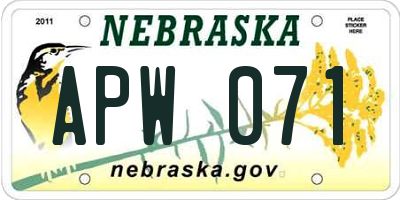 NE license plate APW071