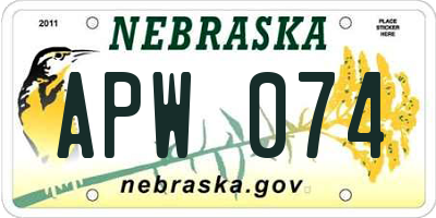 NE license plate APW074