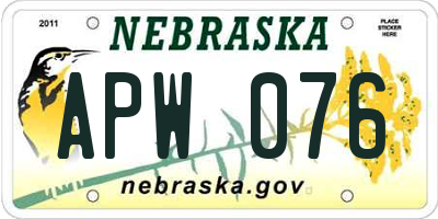 NE license plate APW076