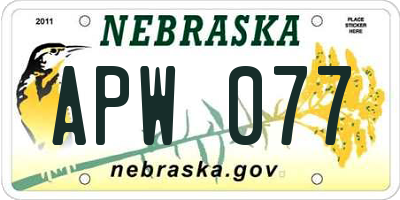 NE license plate APW077