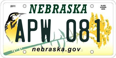 NE license plate APW081