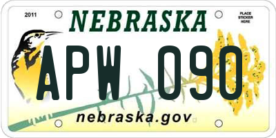NE license plate APW090