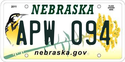 NE license plate APW094