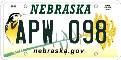 NE license plate APW098