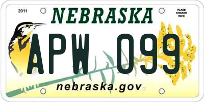 NE license plate APW099