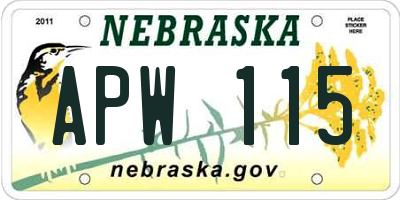 NE license plate APW115