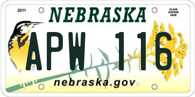 NE license plate APW116