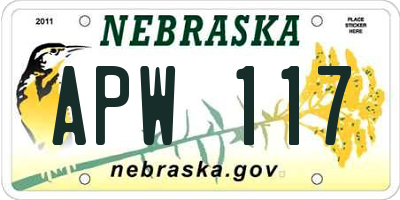 NE license plate APW117