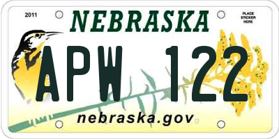 NE license plate APW122