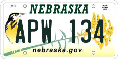 NE license plate APW134