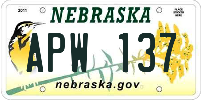 NE license plate APW137