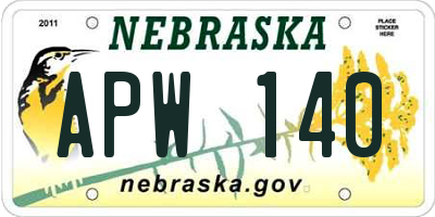 NE license plate APW140