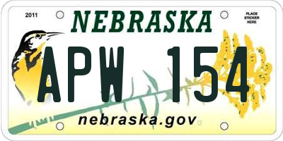 NE license plate APW154